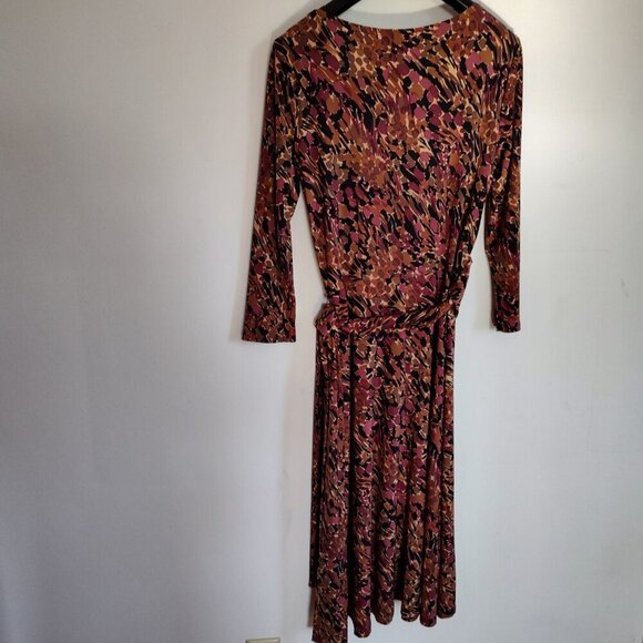 Ladies SZ 4 Evan Picone Abstract Pattern Faux Wrap Dress - Picture 3 of 4